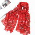 thumbnail image 2 of FADAACAI Womens Scarf Travel Scarf for Women Scarves for Women Lightweight Headband Embroidery Scarf Chiffon Hijabs Scarf Hijab Shawls Women Wrap Muslim Scarf Red, 2 of 2