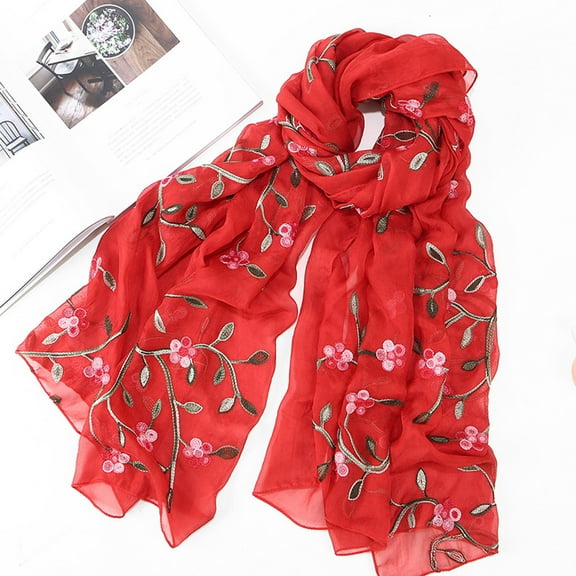 Clearance! Seductiva Women's Neckerchief Women Embroidery Chiffon Scarf Hijab Wrap Shawls Headband Hijabs Scarf Polyester Scarf 1PC