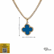 IJAZ JEWELERS 10K Gold Turquoise Van Cleef Inspired Charm