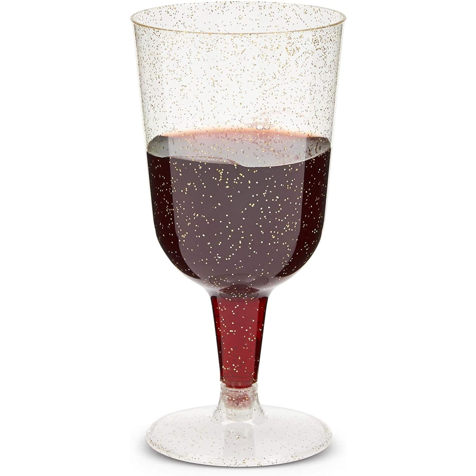 Clearance!Plastic Wine Glasses with Gold Rim, 5 Oz Plastic Wine glasses  with Stem, Disposable Wine Cups Reusable Suitable for Party Weeding  Birthday