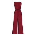 thumbnail image 1 of Conjunto de Dos Piezas para Mujer PRETTYGARDEN Tejido Acanalado Vino Tinto XL, 1 of 8