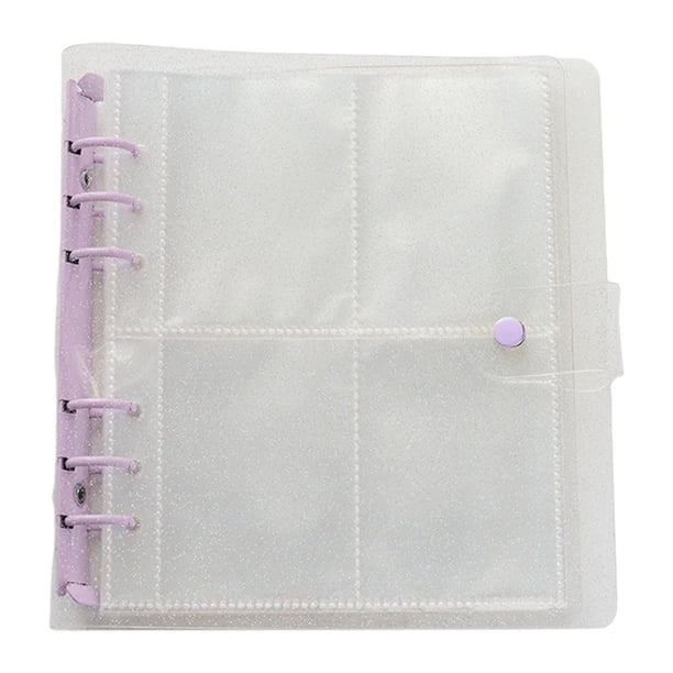 Mini álbum de fotos de 3 pulgadas, protectores de tarjetas, páginas de manga, transparente brillante para imagen Púrpura Zulema Mini álbum de fotos