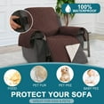 thumbnail image 2 of 100% Waterproof Recliner Chair Cover Sofa Slipcover with Pocket Reclining Chair Cover,Brown 28", 2 of 6