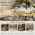 thumbnail image 6 of Round Outdoor Tablecloth with Umbrella Hole and Zipper, Sunflowers Tablecloth with Elastic Waterproof, Floral Green Leaves Bees Watercolor Patio Table Covers for 36" - 44" Picnic Pool Tables, 6 of 9