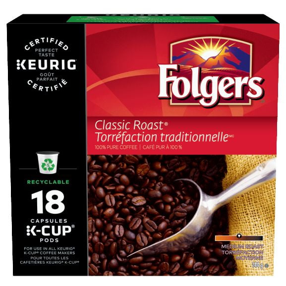 Folgers à torréfaction traditionnelle capsules K-CUP recyclabes 18 K-Cups