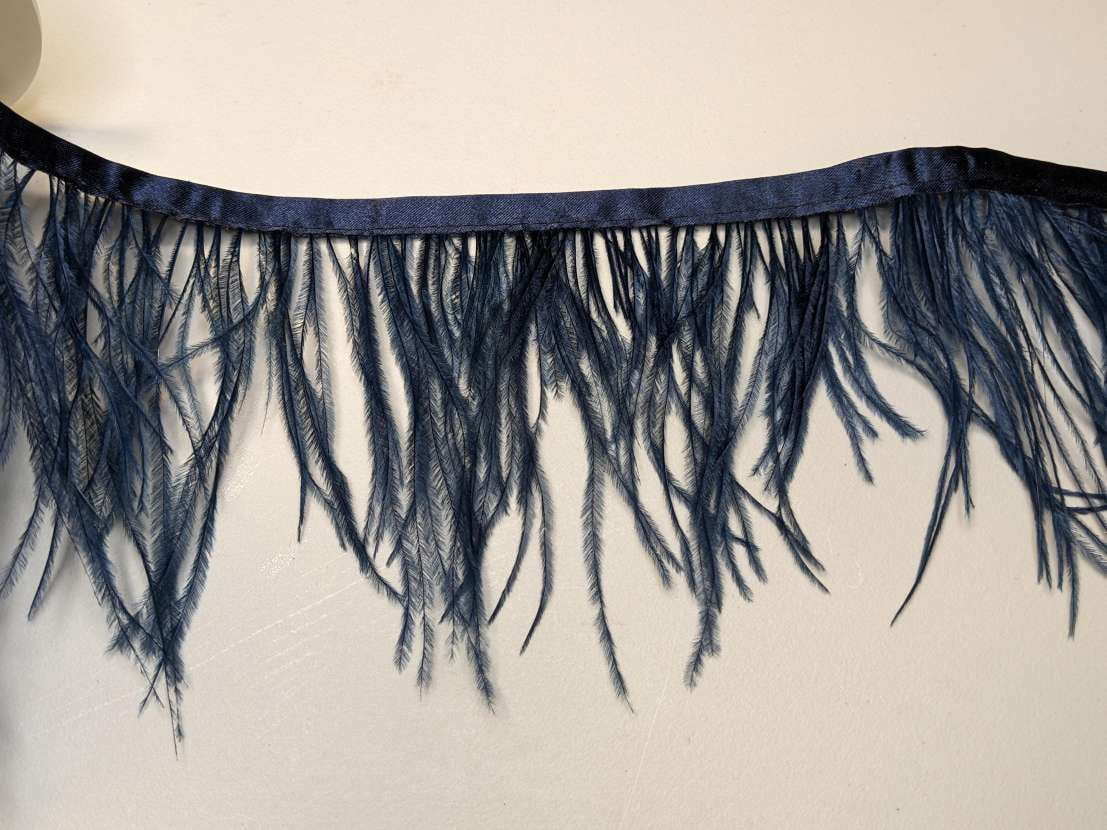 10 YARD Navy Blue offers feather trim