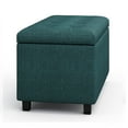 thumbnail image 2 of Cosmopolitan 34 inch Wide Storage Ottoman in Teal Polyester Fabric, 2 of 6