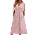 thumbnail image 1 of UPPADA Robes pour Femmes 2024 Grande Taille Robe d'Été Décontractée pour Femme T-Shirt Robes Col en V Boutonnée Robe Évasée Ligne A Fluide Maxi Robe Soleil avec Poches Vestidos Para Mujer, 1 of 6
