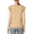 thumbnail image 4 of MODA NOVA Juniors Square Neck Ruffled Short Sleeve Floral Chiffon Blouse, 4 of 7