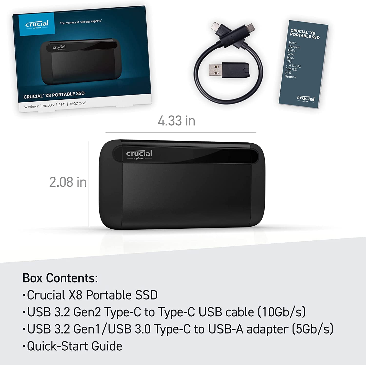 Crucial X8 外付け SSD 1TB USB3.2 Gen2対応 Amazon | Crucial X8 外付け SSD 1TB 【PS5/PS4 動作確認済み