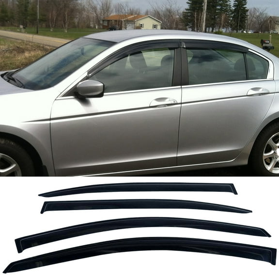 Ikon Motorsports Window Visors Fit 08-12 Honda Accord Sedan Acrylic 4Pc Set Outside Mount