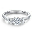 thumbnail image 3 of Gem Stone King 925 Sterling Silver White Moissanite and Lab Grown Diamond Engagement Ring for Women | 1.04 Cttw | Round 5MM | Gemstone Birthstone | Size 5, 3 of 7