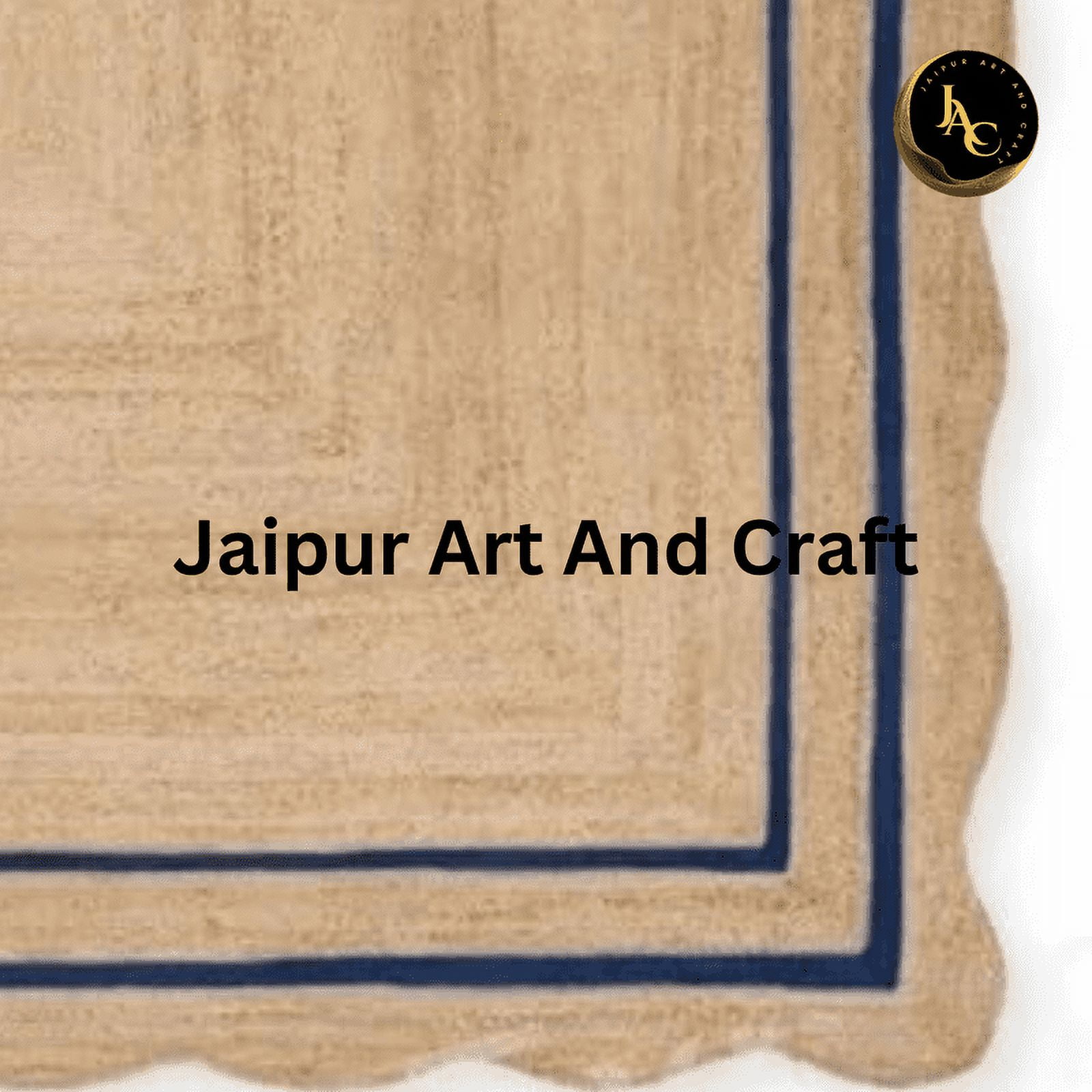 Jaipur Art And Craft Rectangle Reversible Bohemian Scallop Blue, Brown Jute Area Rug (4x6 Sq ft)