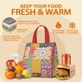 thumbnail image 5 of Pioneer Flower Floral Print Pattern Insulated Lunch Bag for Women & Adults,Large Portable Soft Cooler Lunch Bag,Thermal Food Storage Tote with Pearl Cotton,8.66L,8.75x5.75x9.5 Inch, 5 of 6