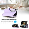 thumbnail image 4 of SaniMore for Samsung Galaxy Z Fold 4 Buisness Case, Zipper Purse [Card Holders] Magnetic Clasp Kickstand Wrist/Crossbody Chain Lanyard PU Leather Wear-resistant Full Protective Wallet Shell, Purple, 4 of 9