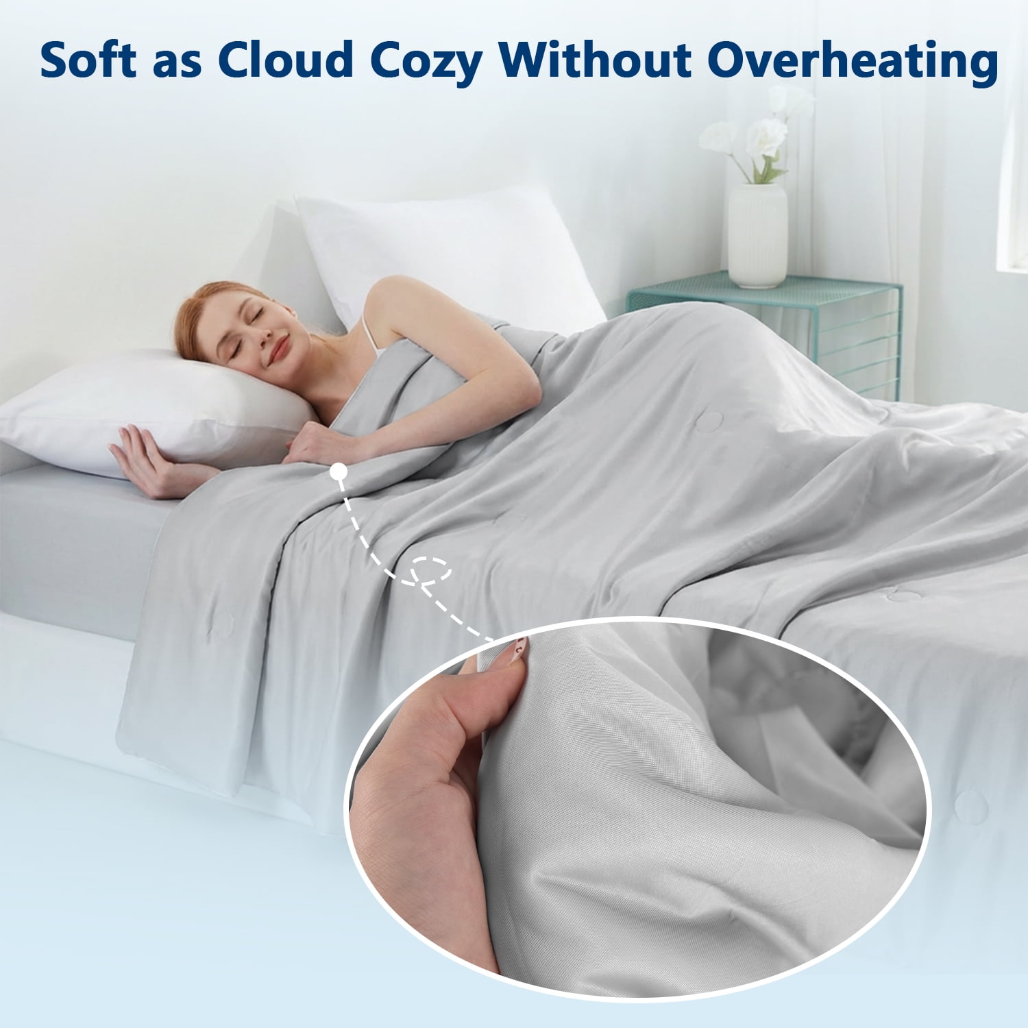 Merryhome Cooling Comforter Twin 66x86 in, Ultra Soft Lightweight All Season Comforter, Breathable Cooling Blanket for Hot Sleepers, Gray