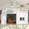 thumbnail image 3 of taoruifang Twin Size Loft Bed with 2 underneath Storage Staircase and Window, With LED Light, White, 3 of 14
