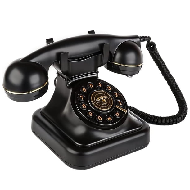 Teléfono fijo Sangyn Retro con control de timbre negro