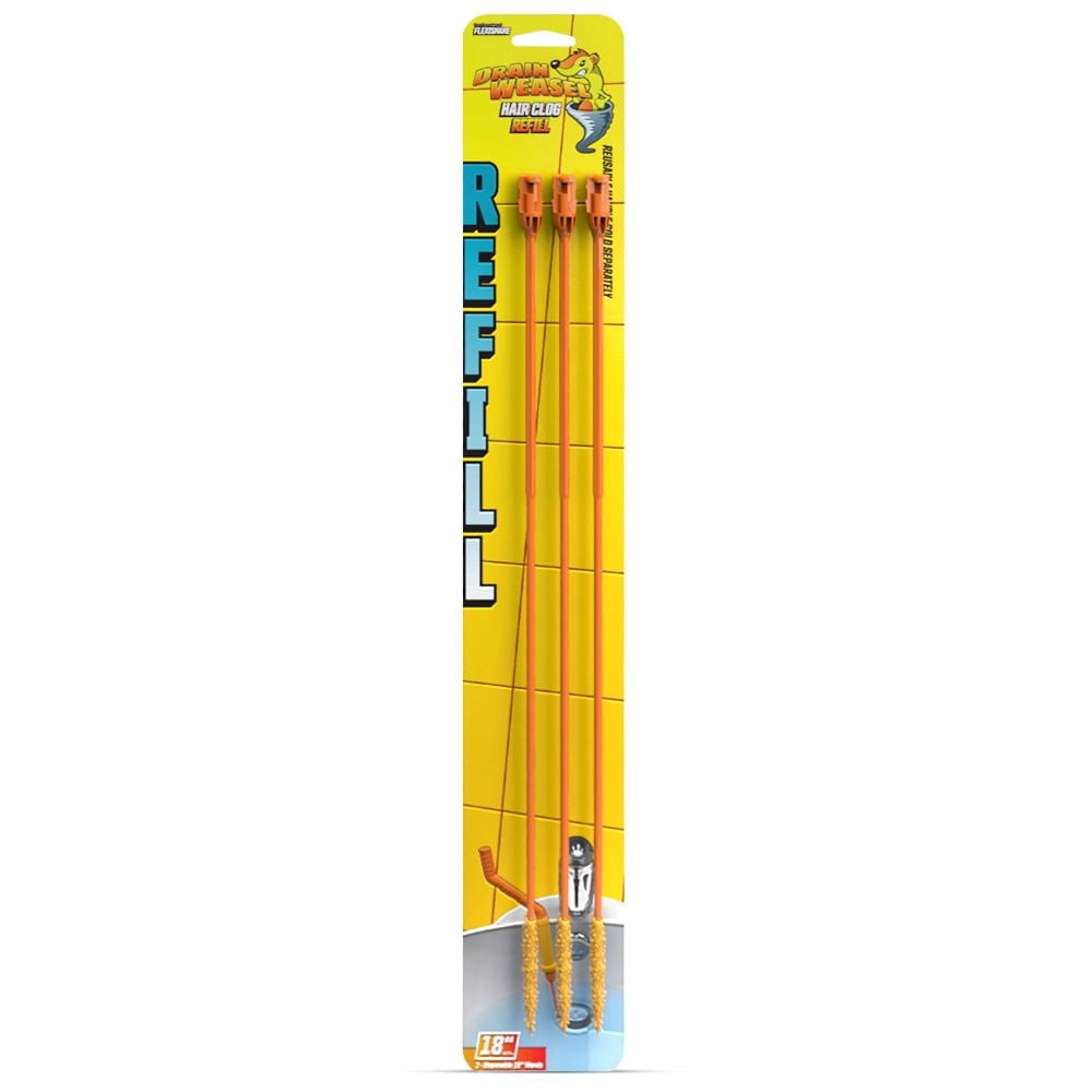 FlexiSnake Drain Weasel Snake Hair Clog Remover Wands, 3 Pack Refill