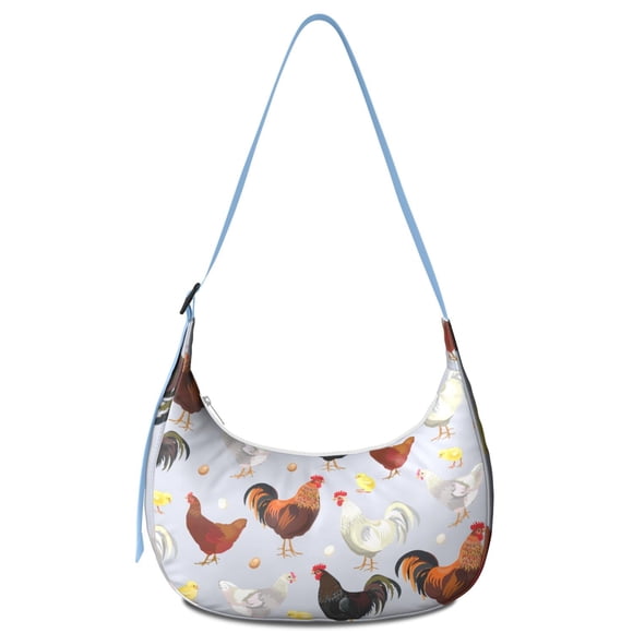 Sac Bandoulière Poule Coq Croissant pour Femmes Hommes, Sac à Œufs Rustique Ferme Imprimé Dessin Animé Sac d'École, Sac à Dos Poussin Mignon pour Voyage en Plein Air