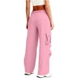 thumbnail image 5 of Inleife Cargo Sweatpants for Women High Waisted Casual Drawstring Solid Color Work Sweatpants Baggy Sweat Pants with Pockets, 30 Inch, 5 of 6