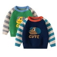 thumbnail image 4 of Odeerbi Infant Boys Girls Sweater Cute Winter Thermal Knit Crewneck Sweater Winter Knitted Soft Cute Puppy Print Striped Unisex Sweater Infant Clothes Dark Blue, 4 of 4