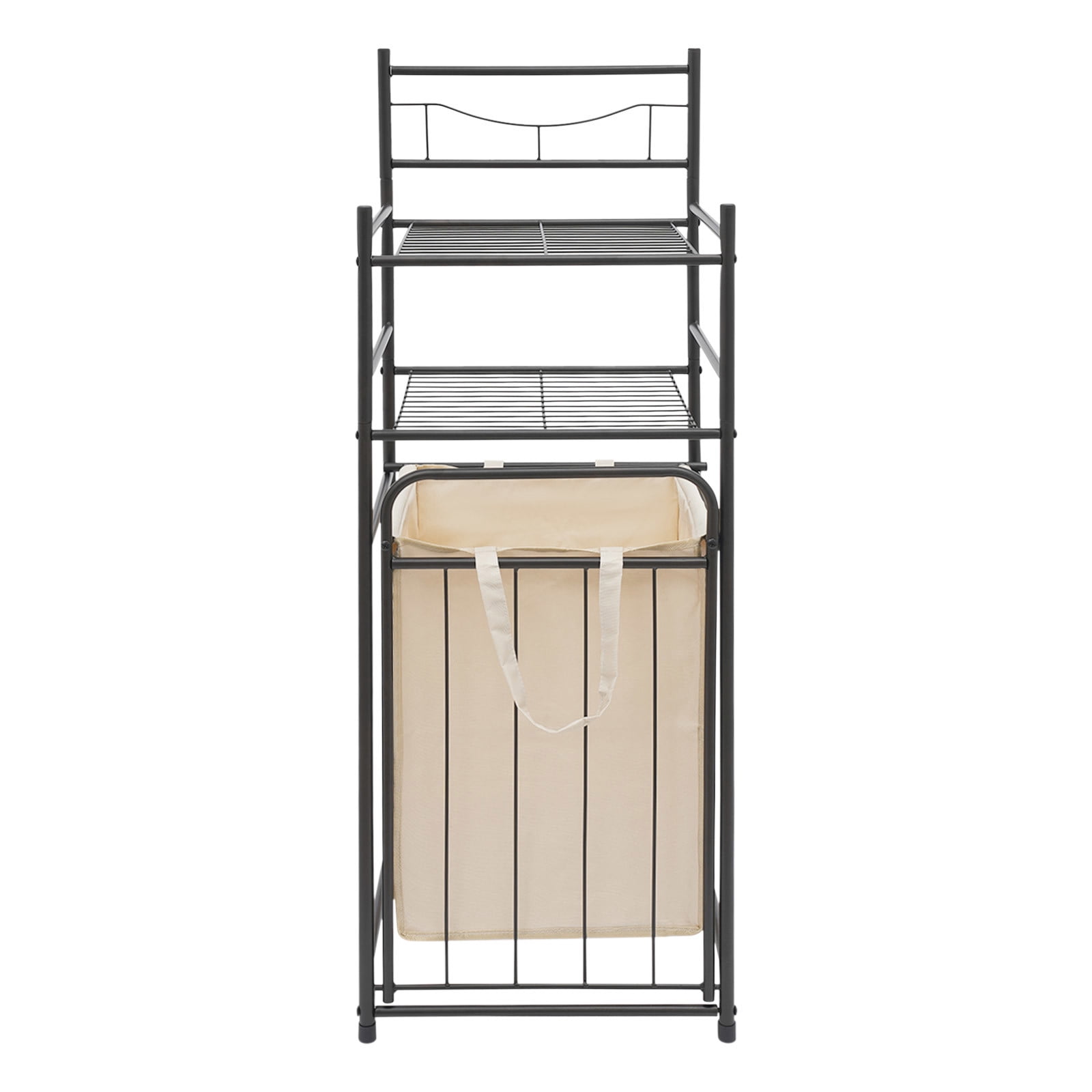 15.2*14*41.5in Tilt Out Laundry Hamper, Utility Laundry Basket with 2 Tier Storage Shelf and Removable Bag Metal Dirty Clothes Storage Shelf for Bathrooms Dorms Bedrooms
