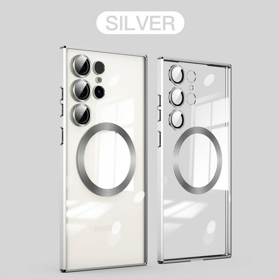 TECH CIRCLE Galaxy S23 Plus MagSafe Case with Camera Lens Protector,Full Protection Clear Magnetic Case Compatible with MagSafe Anti-Scratch Cover for Samsung Galaxy S23 Plus 6.6" 2023,Sliver