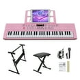 thumbnail image 1 of Ktaxon 61 Keys Keyboard Piano with Stand, Bench, Built In Speakers for Beginners, Pink, 1 of 7
