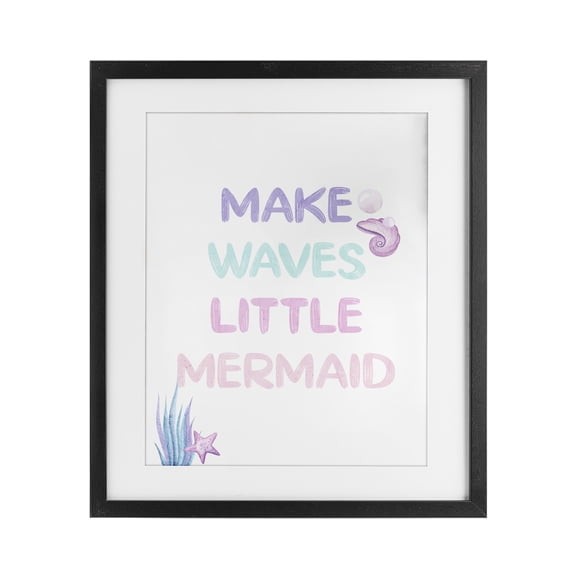 Make Waves Little Mermaid Black Framed Print Under Glass, design by Kim Allen