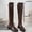 Brown, variant on Fnooota Women's Knee High Boots, Block Heel Non Slip PU Round Toe Fall Winter Shoes Brown Size 8.5
