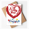 thumbnail image 1 of I Love You Red Heart Pattern Wedding Cards Congratulations Greeting Envelopes, 1 of 3