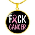 thumbnail image 1 of Cancer AwAreness Necklace F-Cancer Necklace Stainless Steel or 18k Gold Circle Pendant 18-22", 1 of 7