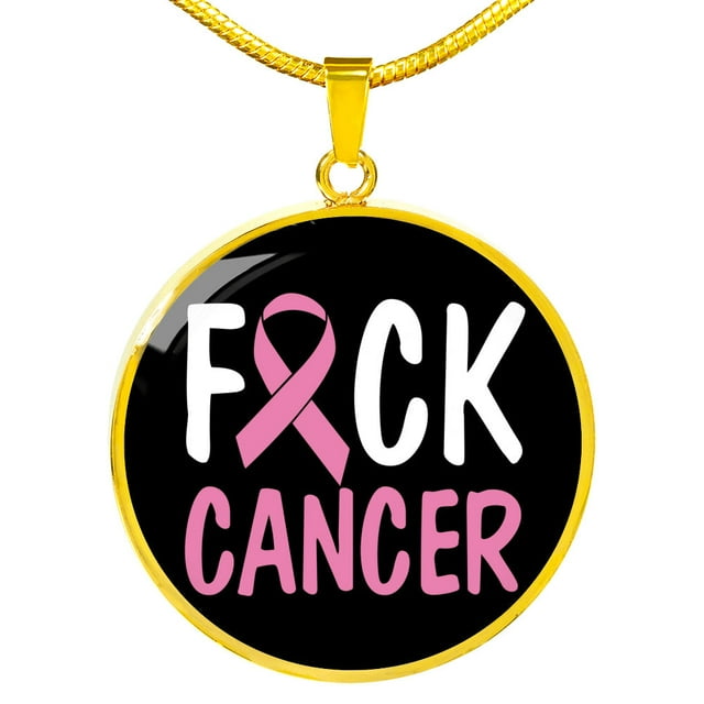 Cancer AwAreness Necklace F-Cancer Necklace Stainless Steel or 18k Gold Circle Pendant 18-22"