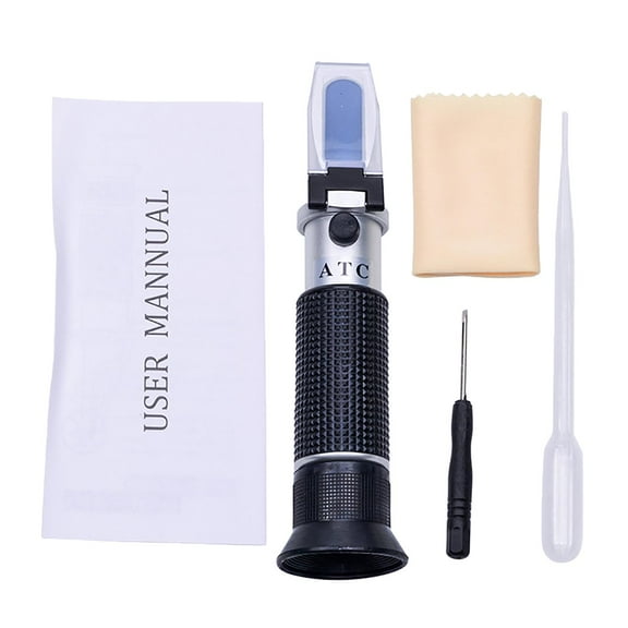 Refractometer Sugar Meter Measuring Sugar Content Refractometer Portable Dual Scale W/ Storage Box Hydrometer for Fruit Sugar