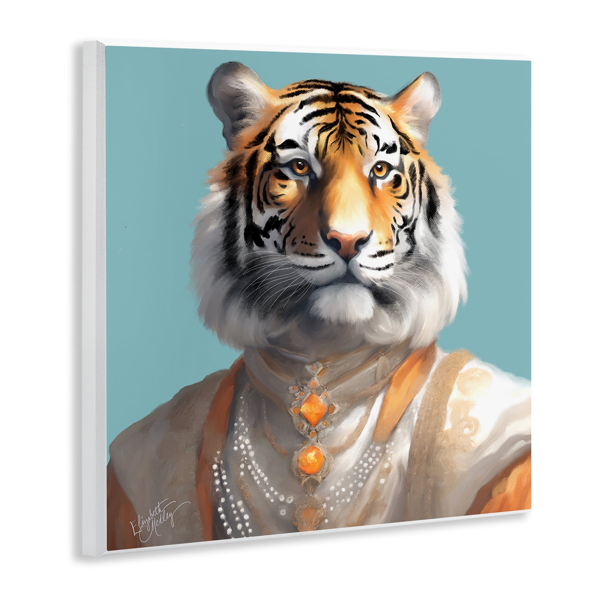 Stupell Industries Sir Prince Tiger Animals Painting Unframed Art Print Wall Art, 12 x 12