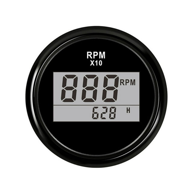 52mm Digital Tachometer 0-9990 RPM Outboard Engine Tachometer Gauge For Boat Car Truck Hour Meter LCD Gauge With Red Backlight