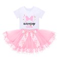 thumbnail image 3 of IBTOM CASTLE Toddler Girls Birthday Outfit Polka Dots Tops Tutu Skirt Mouse Ears Headband for Cake Smash Photo Shoot 5 Years Pink - Bowknot, 3 of 8