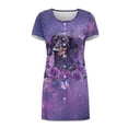 thumbnail image 4 of FKELYI Women Pajama Dress Vintage Purple Floral Dachshund Dog Print Button Down Nightgowns Sleepwear Dress Breathable Nightdress Short Sleeve House Dress for Summer Spring Nightwear Dress, L, 4 of 6