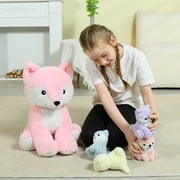 MaoGoLan 5Pcs 20 Fox Stuffed Animals Fox Plush Toy Stuffed Mommy Fox with 4 Babies