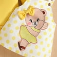 thumbnail image 6 of HCNTES Baby Girl Clothes Baby Girl Romper Ruffle Short Sleeve Cute Bear Cartoon Jeans Skirt Outfit Set(9-12 Months,S169-Yellow), 6 of 6