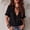 Black, variant on Morttic Women's Solid Color V-Neck Ruffle Trim Puff Sleeve Blouse – Loose Bohemian Summer Vacation & Daily Top Wine Red,S
