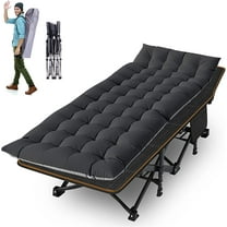 ABORON Folding Camping Cots with 2 Sided Cushion for Adults, Folding Cot for Sleeping, Guest Bed with Carry Bag