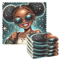 Kitchen Dish Towels Soft Absorbent Dish Cloths 11"x11" Beautiful Black Woman Wearing Sunglasses 6 Packs