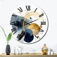 thumbnail image 2 of Designart "Landscape with Dark Blue and Gold Strokes III" Modern Geometric Oversized Wall Clock, 2 of 5