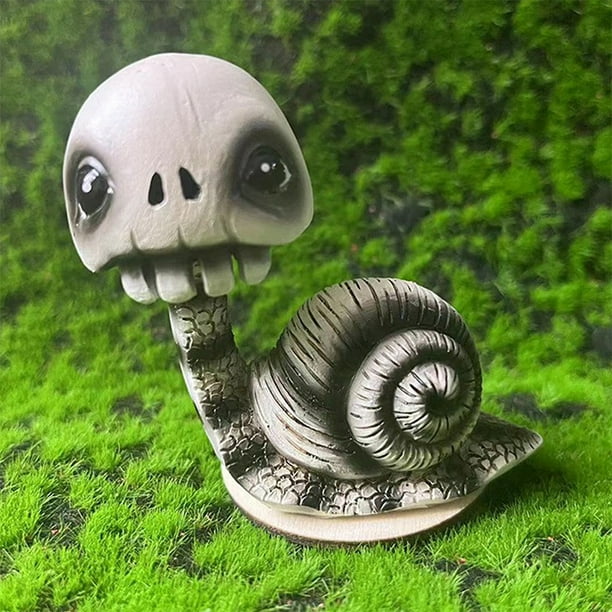 Estatua de caracol de jardín hecha a mano con decoración de caracol de calavera para patio de césped interior y exterior JShteea El nuevo