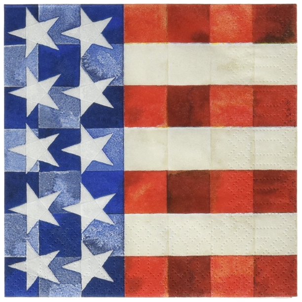 7833 Paper Beverage/Cocktail Napkin, 5 by 5Inch, Patriotic American