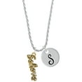 thumbnail image 1 of Delight Jewelry Goldtone Crystal Script ''Believe'' Silvertone Script Initial Disc - S - Charm Necklace, 20"+3", 1 of 4