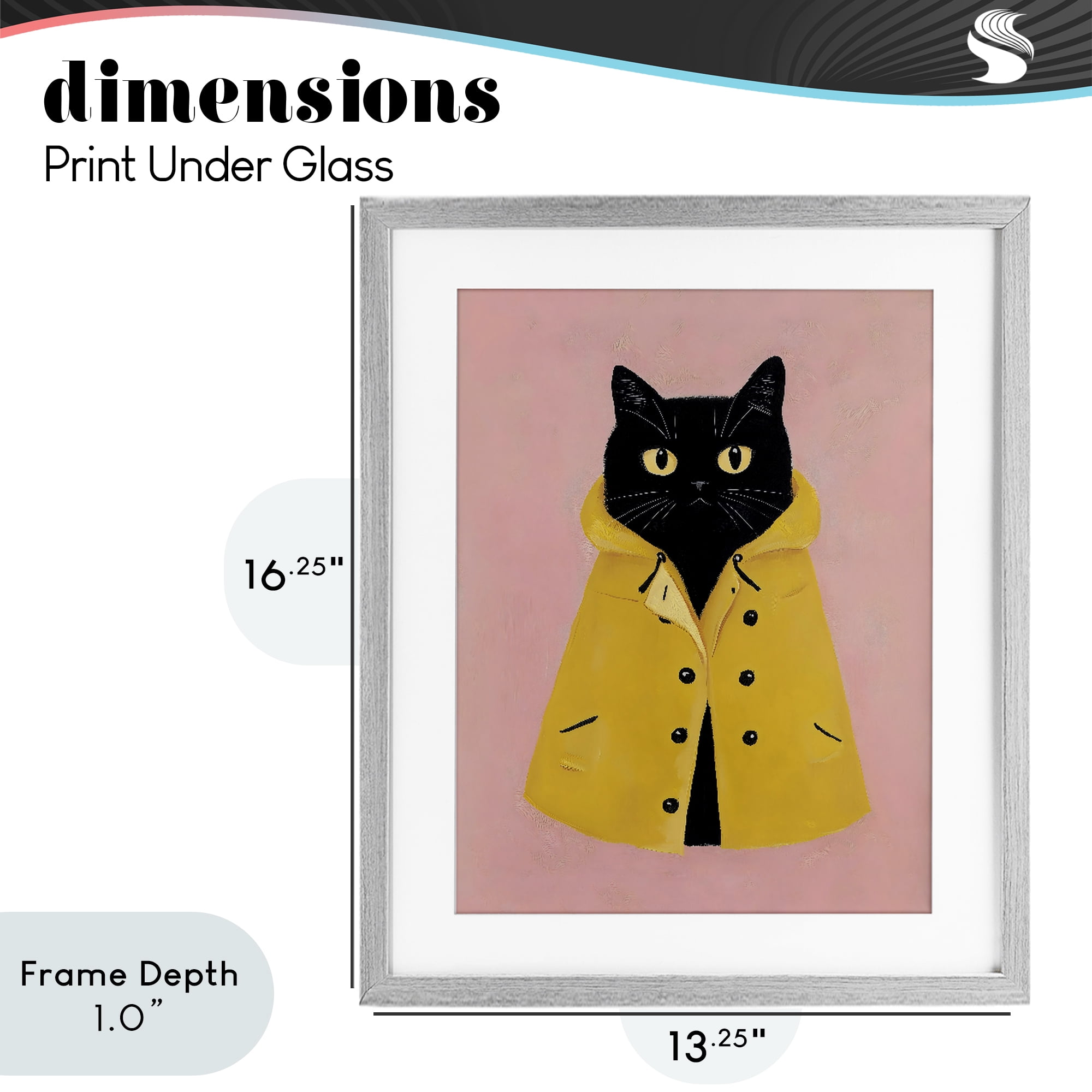 Stupell Industries Black Cat in Yellow Raincoat Gray Framed Print Under Glass, design by The Prints Vibe