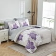 thumbnail image 3 of Floral Bohemian Comforter King Size,3 Pcs Purple Flowers Microfiber Bedding Set(90"x104"), 3 of 6